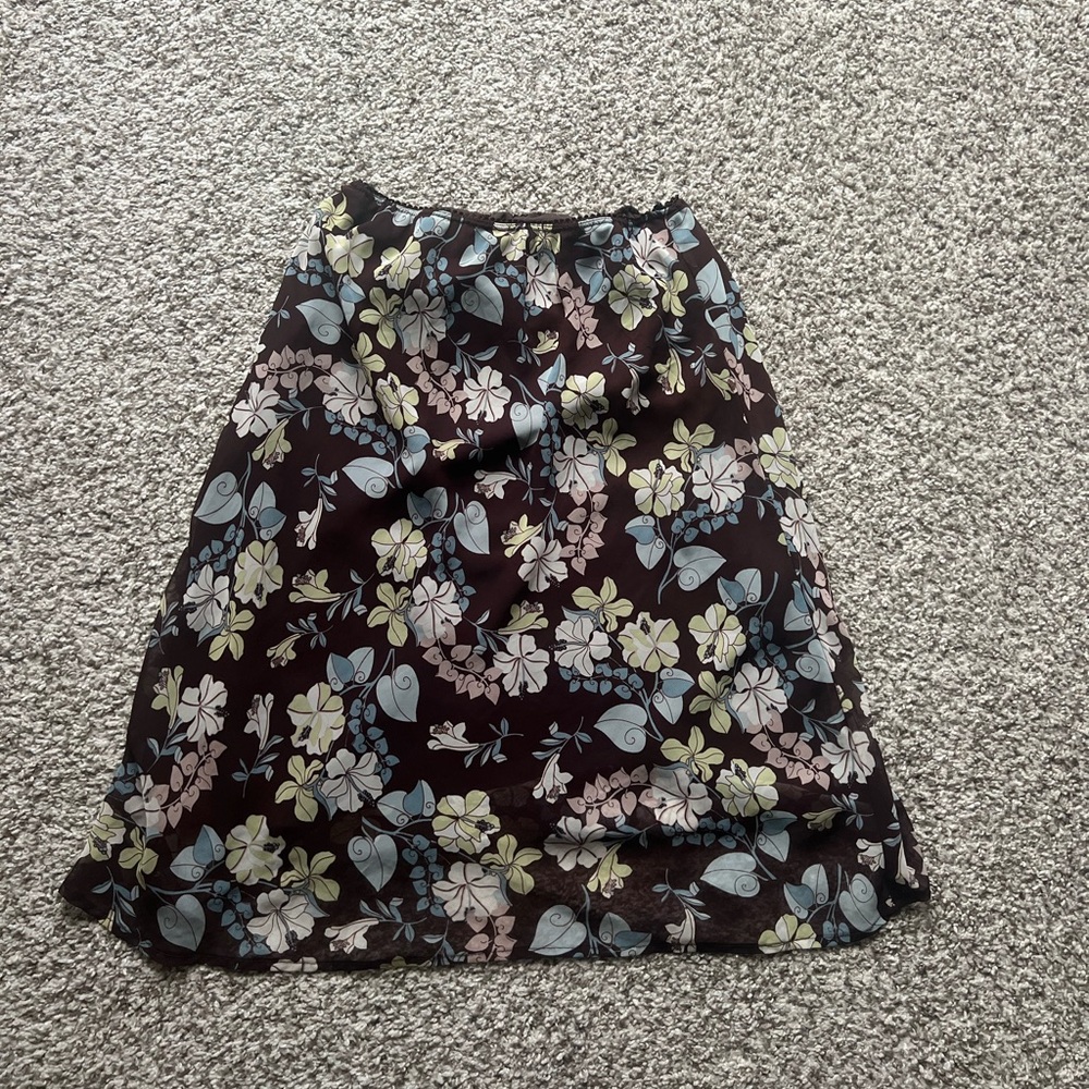 Vintage Y2K Floral Brown & Green Skirt